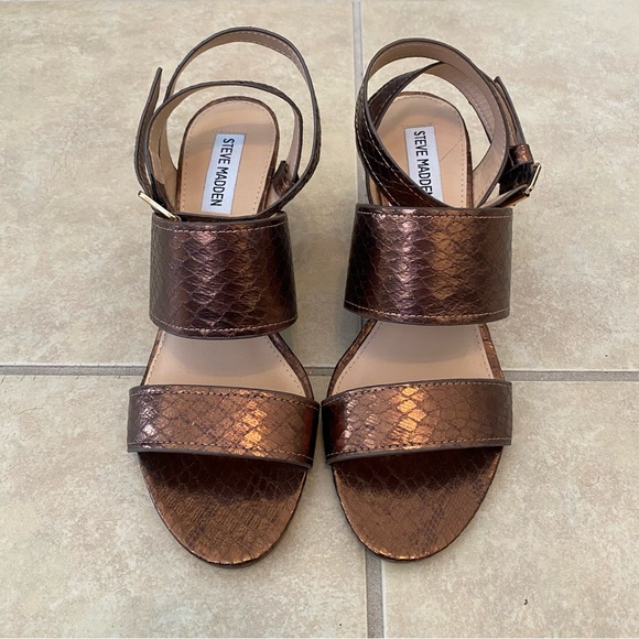 Steve Madden Brown Metallic Wedge Heels 8.5 - Picture 2 of 11